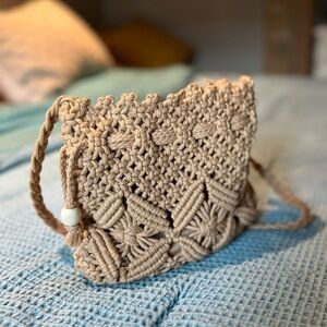 Tan Crochet Bag